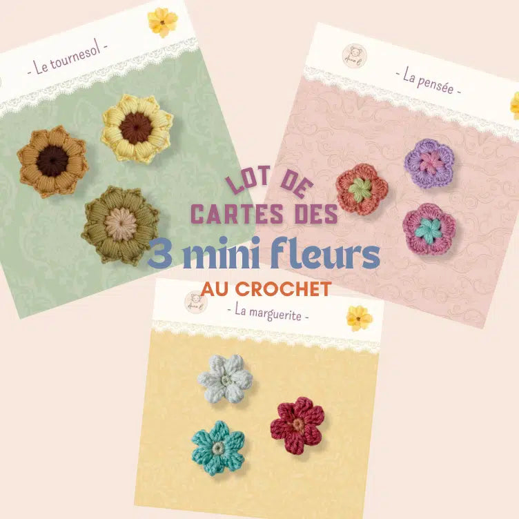 Lot de 3 cartes tuto fleur