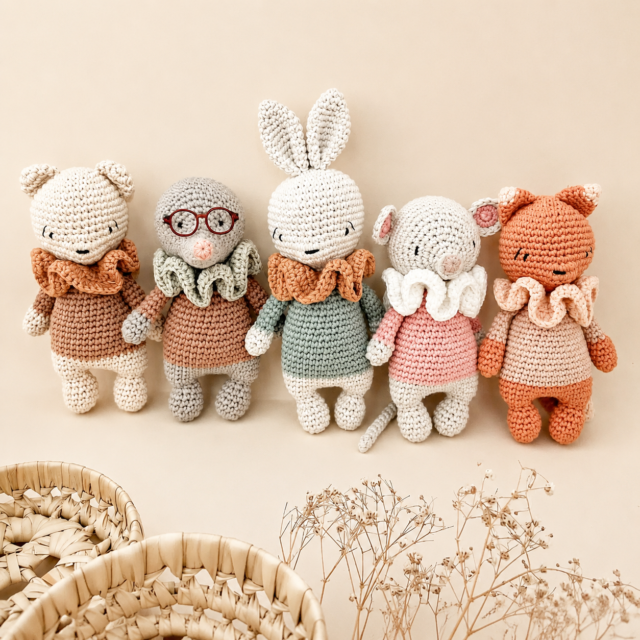 Kit crochet "Les Animaux de la Forêt" & leur Couffin