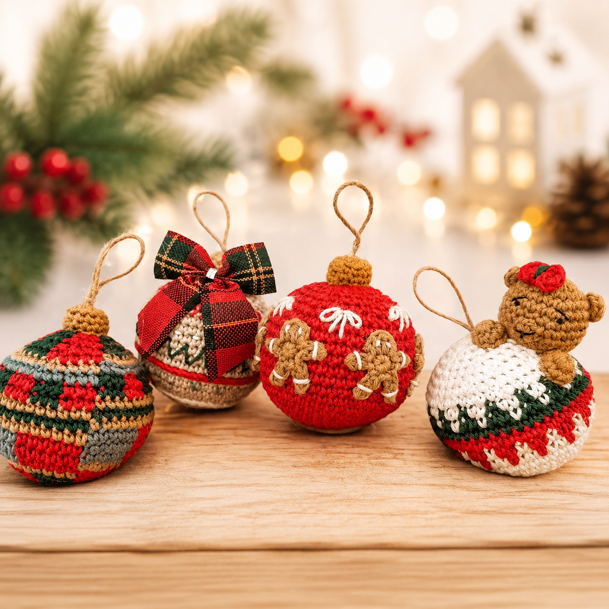 Coffret boules de Noël au crochet