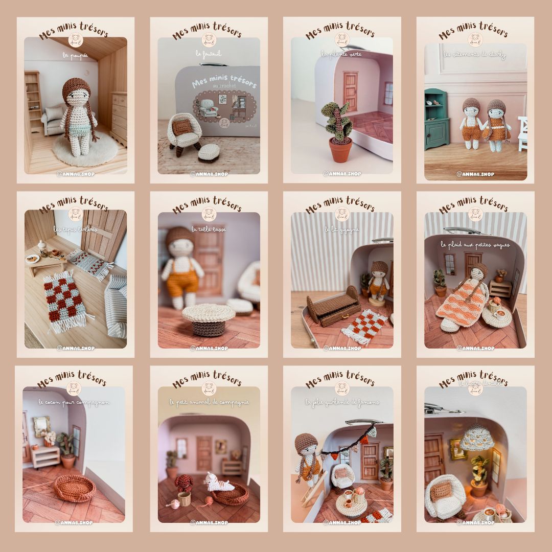 Patron des 12 accessoires de la maison de poupée (mini trésors)