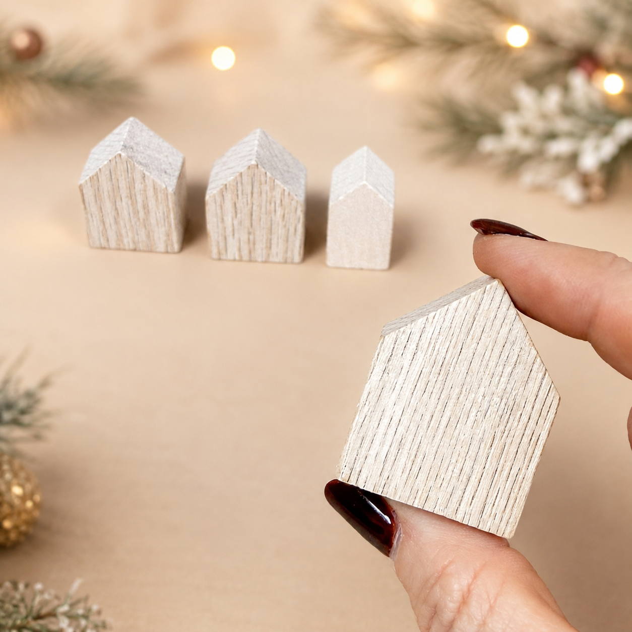 Lot de 4 maisons de bois