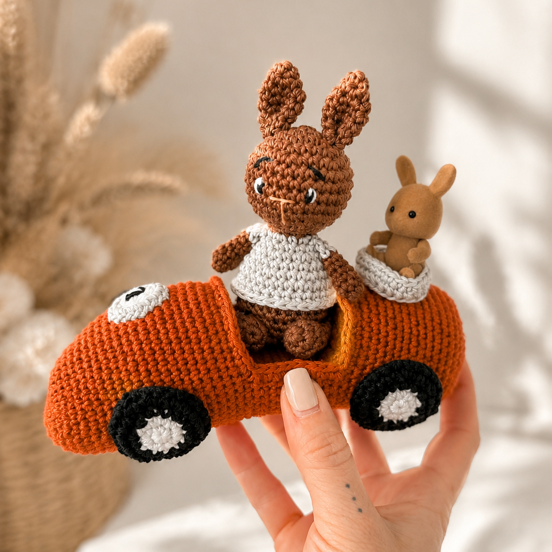 Kit de la voiture vintage et son lapin