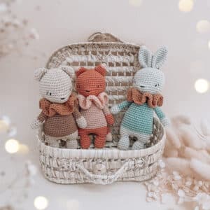 renard, couffin, annab, amigurumi, crochet, ricorumi, ourson, ours, souris, mouse, lapin