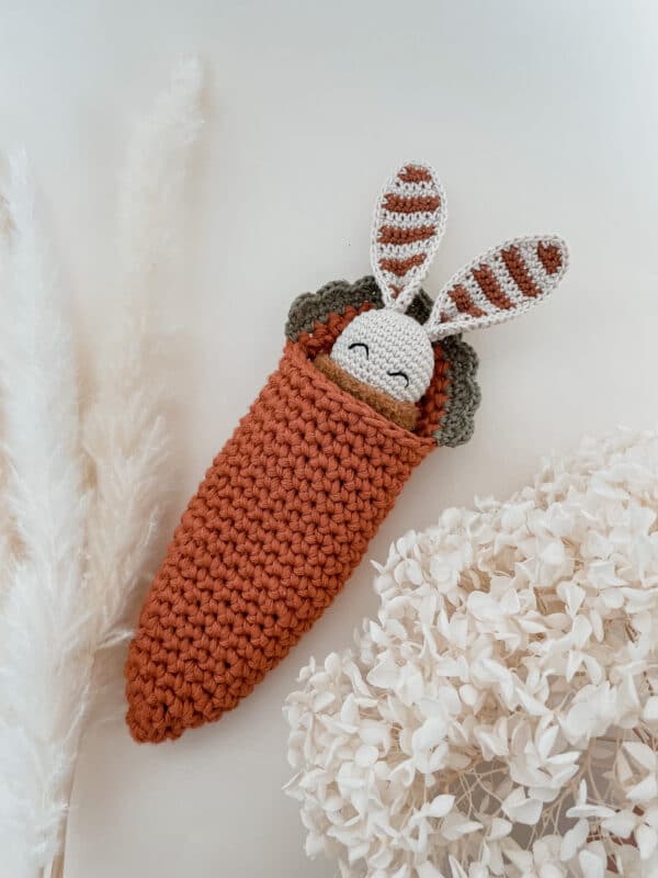 le sac de couchage carotte,lapin, rabbit, crochet, box crochet, amigurumi, annab