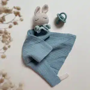 Lange pour doudou - Uni bleu vintage