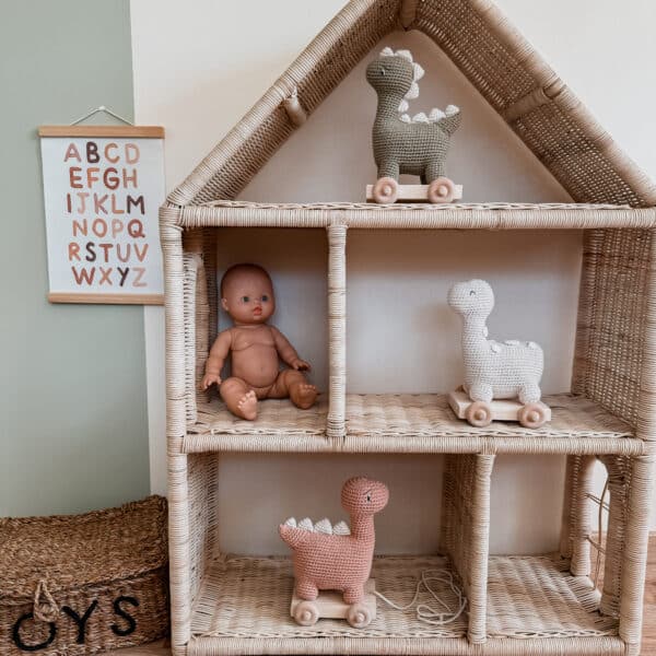 chariot, chariot roulettes, annab, crochet, jouet, mercerie, bois, box crochet, kit crochet, amigurumi, dinosaure crochet