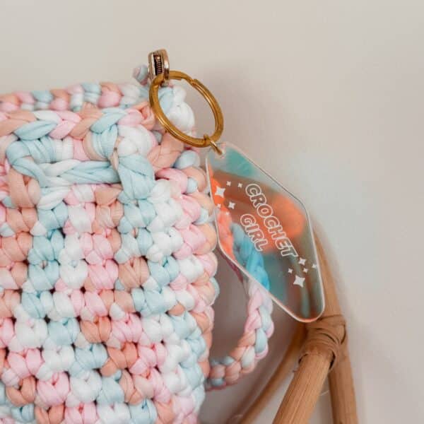 porte-clefs, annab, holographique, crochet, mercerie, crochet girl