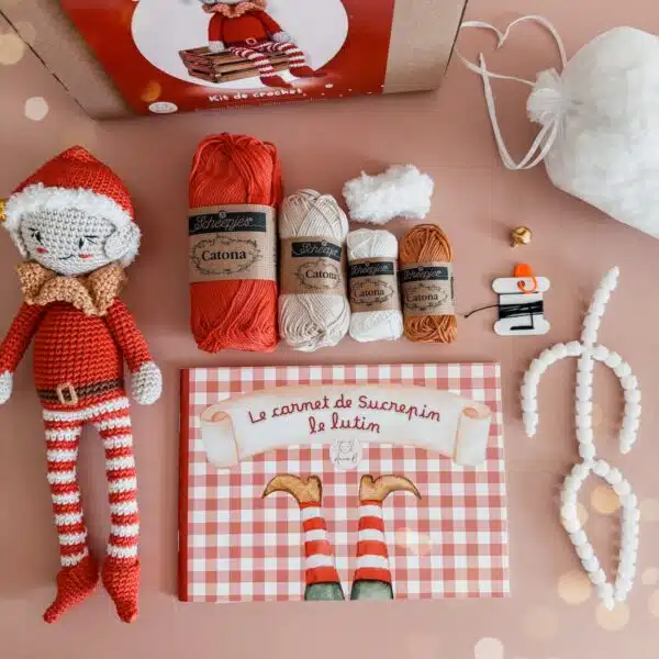lutin farceur, noel, annab, crochet, amigurumi, noel crochet, mercerie, kit crochet, box crochet