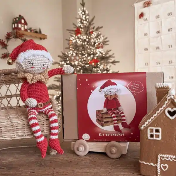 lutin farceur, noel, annab, crochet, amigurumi, noel crochet, mercerie, kit crochet, box crochet