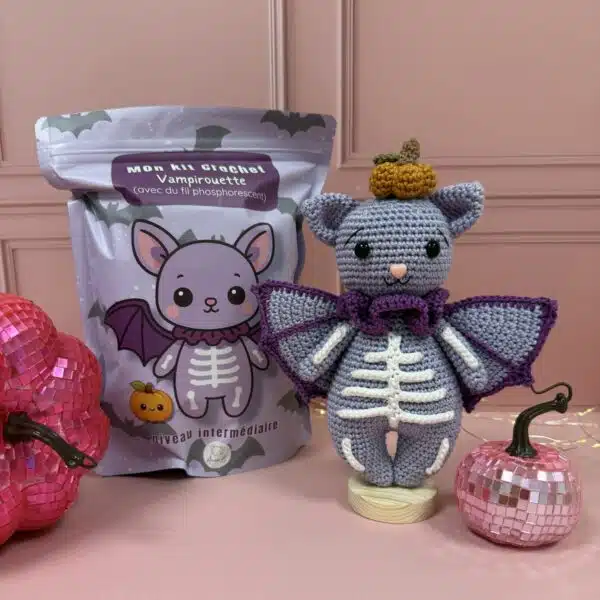halloween, crochet, annab, annabcrochet, mercerie, box crochet, amigurumi, chat, chauve-souris, squelette