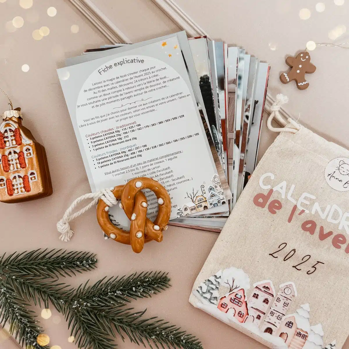 calendrier de l'avent AnnaB crochet en version pochon avec les patrons de Noel