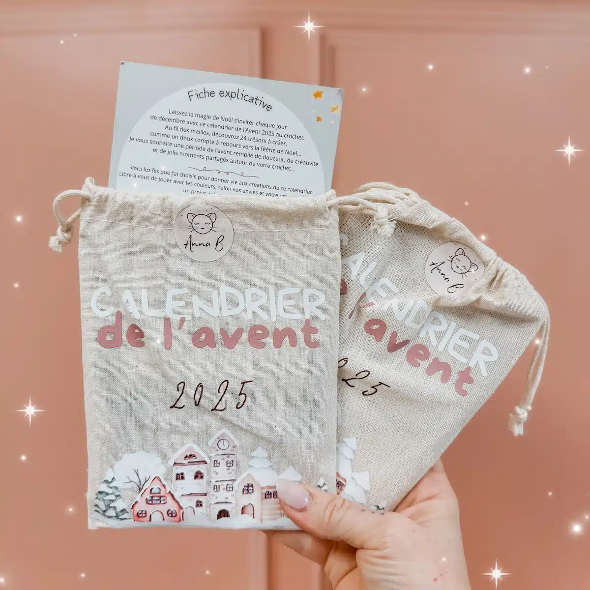 calendrier de l'avent AnnaB crochet en version pochon avec les patrons de Noel